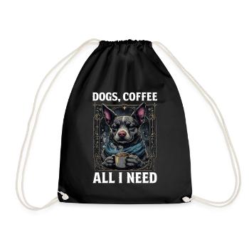 Funny Dog Art Dog Owner Dogs Coffee - Drawstring Bag - black - Front