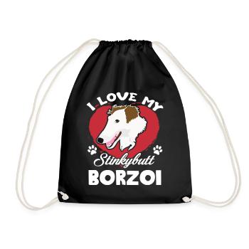 Borzoi I Love My Borzoi - Drawstring Bag - black - Front