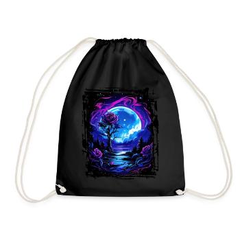 Dreamlike moonlight and a magical rose - Drawstring Bag - black - Front