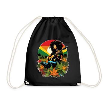 Rastafarian reggae guitarist - Drawstring Bag - black - Front