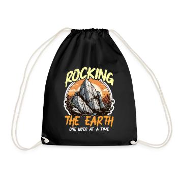 Geologist Rocking The Earth Loves Rock Collecting - Drawstring Bag - black - Front
