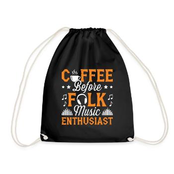 Folk Music Enthusiast Coffee Musician Coffee Lover - Drawstring Bag - black - Front