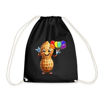 Balloons Kids Birthday Pea Nut Peanuts Nut - Drawstring Bag - black - Front