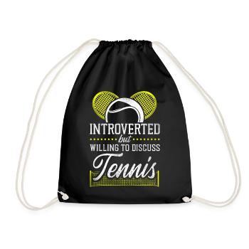 Funny Tennis Player Racket - Drawstring Bag - black - Front