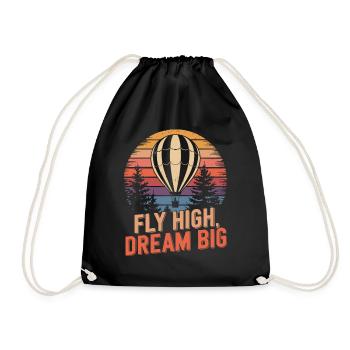 Voler haut, rêver grand : montgolfière - Sac de sport léger - noir - Devant