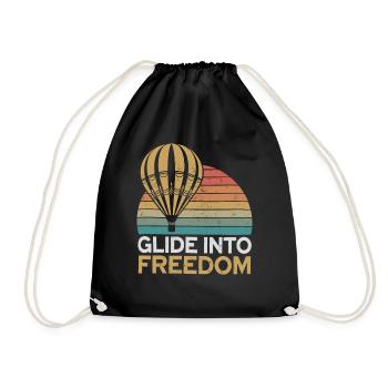 Hot Air Balloon: Glide Into Freedom - Drawstring Bag - black - Front