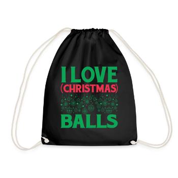 I Love Christmas Balls - Drawstring Bag - black - Front