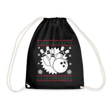 Funny Bowling Christmas Gifts - Drawstring Bag - black - Front