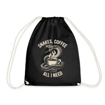 Lustiges Schlangen Kunst Schlange Kaffee Reptilien - Turnbeutel - Schwarz - Vorne