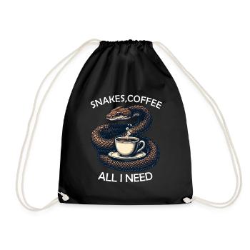 Lustiges Schlangen Kunst Schlange Kaffee Reptilien - Turnbeutel - Schwarz - Vorne