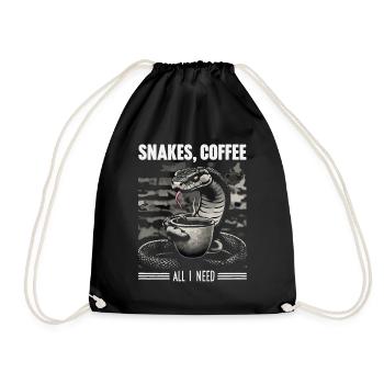 Lustiges Schlangen Kunst Schlange Kaffee Reptilien - Turnbeutel - Schwarz - Vorne