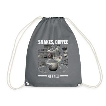 Lustiges Schlangen Kunst Schlange Kaffee Reptilien - Turnbeutel - Grau - Vorne