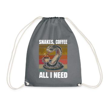 Funny Snake Art Snake Coffee Reptiles - Drawstring Bag - grey - Front