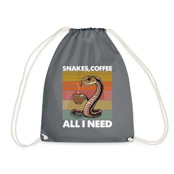 Lustiges Schlangen Kunst Schlange Kaffee Reptilien - Turnbeutel - Grau - Vorne