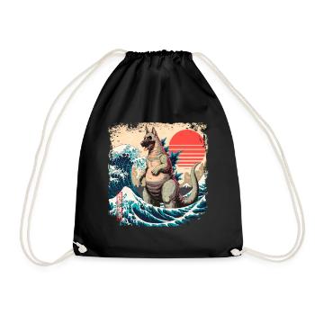 Funny Monster German Shepherd Dogzilla Anime Manga - Drawstring Bag - black - Front