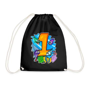 Number 1 Number One - Pisces Motif - Drawstring Bag - black - Front