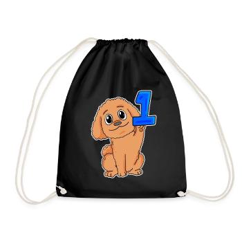 Number 1 Number One - Dog Motif - Drawstring Bag - black - Front