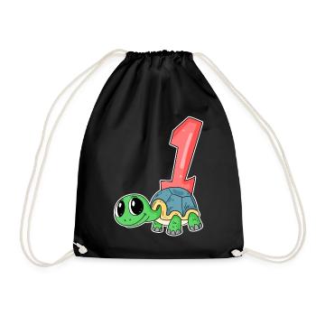 Number 1 Number One - Turtle Motif - Drawstring Bag - black - Front