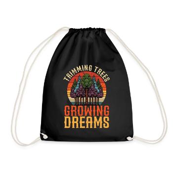 Arborist Trimming Trees Growing Dreams Woodcutter - Drawstring Bag - black - Front