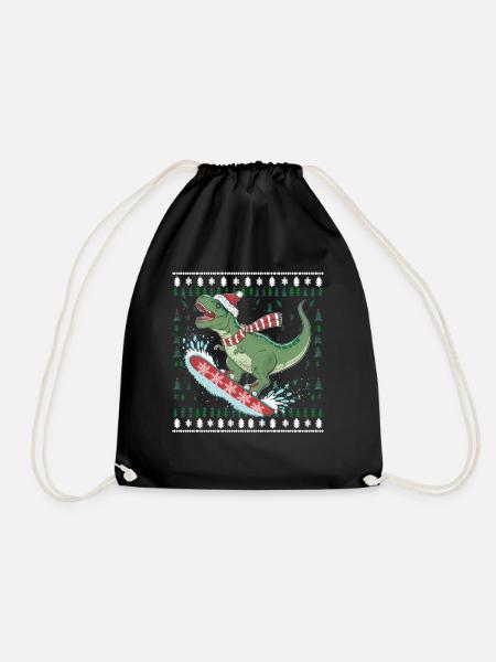 Dinosaurier Trex T-Rex Christmas Weihnachten Xmas - Turnbeutel - Schwarz