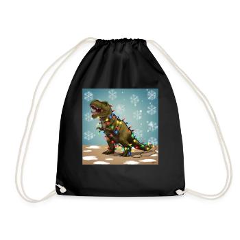 Dinosaurier Trex T-Rex Christmas Weihnachten Xmas - Turnbeutel - Schwarz - Vorne