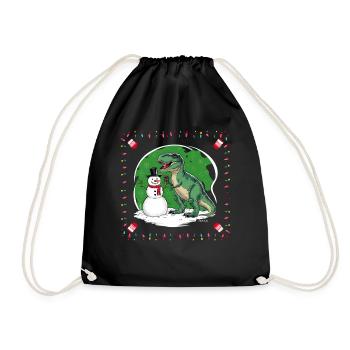 Dinosaurier Trex T-Rex Christmas Weihnachten Xmas - Turnbeutel - Schwarz - Vorne