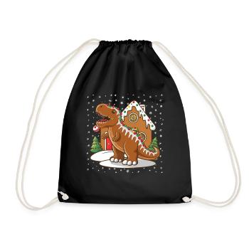 Dinosaurier Trex T-Rex Christmas Weihnachten Xmas - Turnbeutel - Schwarz - Vorne