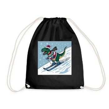Dinosaurier Trex T-Rex Christmas Weihnachten Xmas - Turnbeutel - Schwarz - Vorne