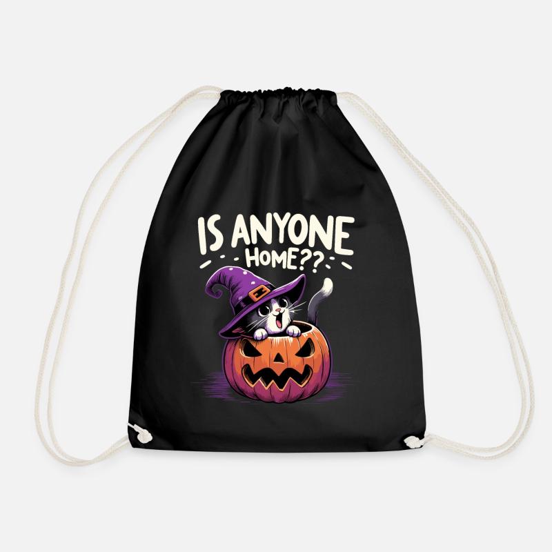 Halloween Katze Hexenhut Hexe Fratze Niedlich Fun - Turnbeutel - Schwarz