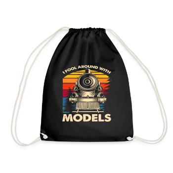 I play with models locomotive vintage - Drawstring Bag - black - Front
