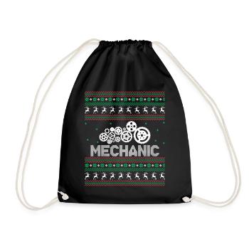 Funny Mechanic Christmas - Drawstring Bag - black - Front