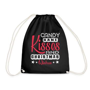 Candy Cane Kisses And Christmas Wishes - Drawstring Bag - black - Front