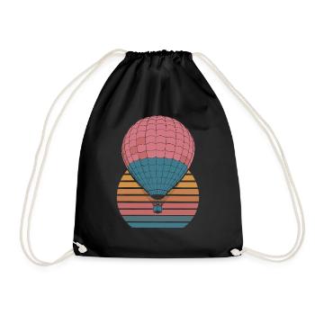 Montgolfière coucher de soleil motif vintage - Sac de sport léger - noir - Devant
