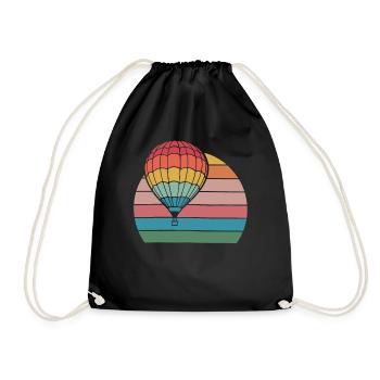 Heißluftballon Retro Sonnenuntergang - Turnbeutel - Schwarz - Vorne