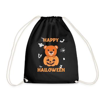 Bear in pumpkin cute bears Happy Halloween - Drawstring Bag - black - Front