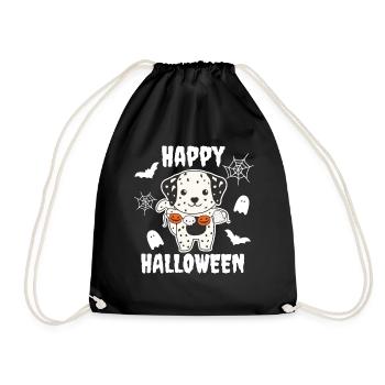 Dalmatians Happy Halloween Pumpkin Bat - Drawstring Bag - black - Front