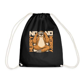 Keine Eile, keine Sorge Pilosa folivora Braunkehl - Turnbeutel - Schwarz - Vorne