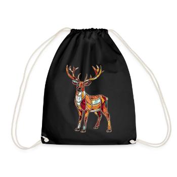 Reindeer Deer Xmas Reindeer Christmas Christmas - Drawstring Bag - black - Front