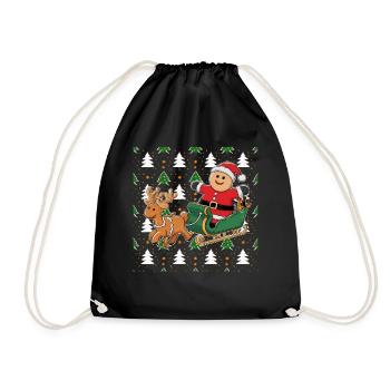 Weihnachten Weihnachtsmann Xmas Santa Christmas - Turnbeutel - Schwarz - Vorne