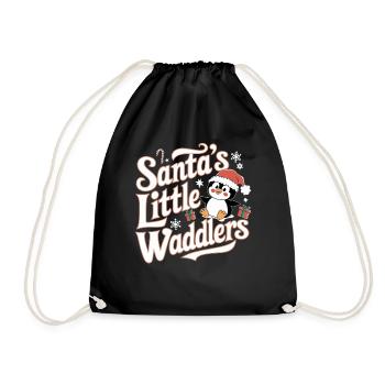 Kleine Watschelpinguine von Santa Weihnachten - Turnbeutel - Schwarz - Vorne