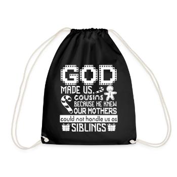 Christmas God Made Us Cousin - Drawstring Bag - black - Front