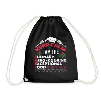 Christmas Keep Calm I'm The Chef - Drawstring Bag - black - Front