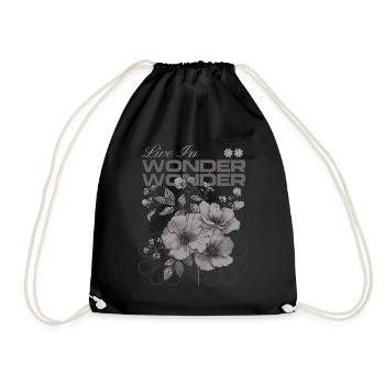 Live in Wonder Botanical Floral Art - Turnbeutel - Schwarz - Vorne