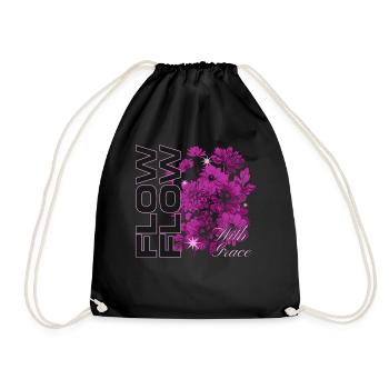 Flow with Grace Floral Art Design - Drawstring Bag - black - Front