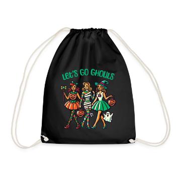 Funny Halloween Girl Let's Go Ghouls - Drawstring Bag - black - Front