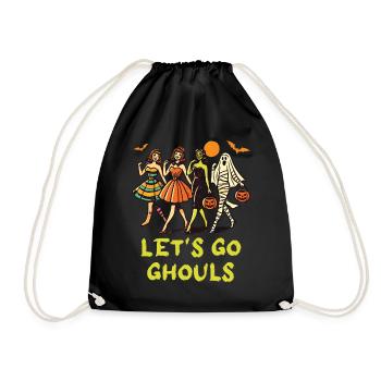 Lets Go Ghouls Funny Halloween Girl - Drawstring Bag - black - Front