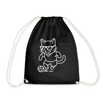 Chat avec des lunettes de soleil jouant au football : cool - Sac de sport léger - noir - Devant