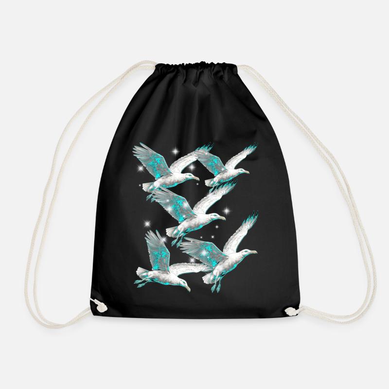 Maritime, Seagulls, Seagulls, Seabirds - Drawstring Bag - black