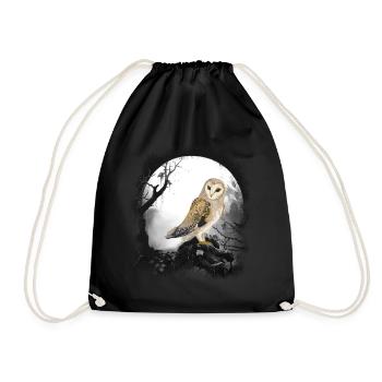 hibou mystique hiboux habitants de la forêt conte de fées enfant - Sac de sport léger - noir - Devant