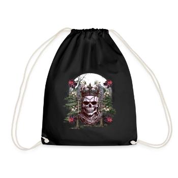 Halloween Crâne Mystique Squelette Roi Fleurs - Sac de sport léger - noir - Devant